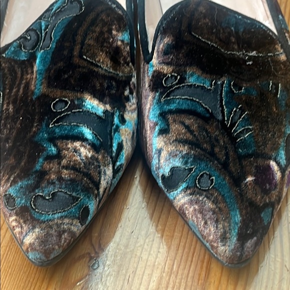 Santorini made in Spain Black and Brown Pointed Toe Loafers Velvet Flats - Picture 3 of 12